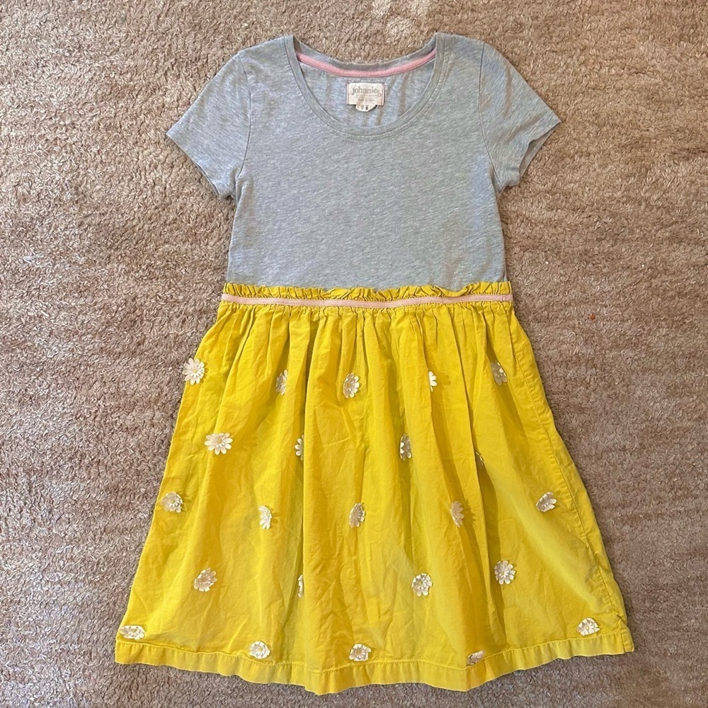 Mini Boden Grey Top Yellow Skirt Daisy Dress